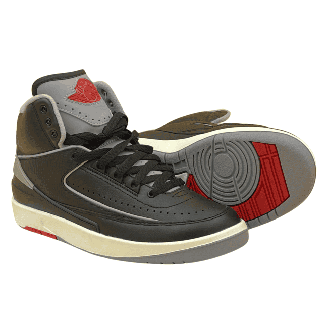 Air Jordan 2 Retro _Black Cement_ - Black _ Cemente Grey _ Fire Red _ Sail (4)